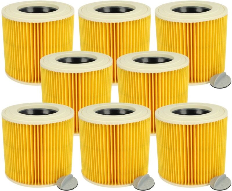 vhbw 8x Faltenfilter kompatibel mit TackLife PVC05B, PVC01B Staubsauger - Patronenfilter Gelb