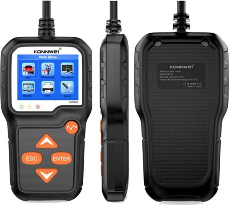 KONNWEI KW650 6V-12V Autobatterietester 100-2000CCA Autobatterietester für Fahrzeuge Marine Motorrad