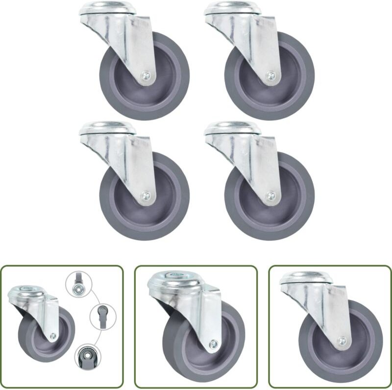 vidaXL Werkbankrollen - Lenkrollen mit Bolzenloch 4 Stk. 75 mm