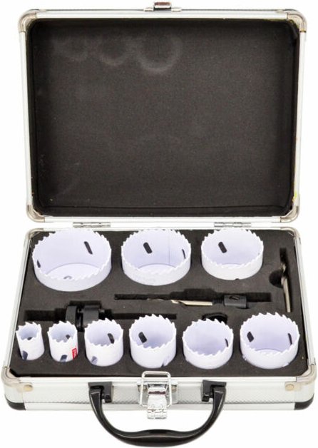 AWTOOLS Bimetall-Lochsägen-Set im Metallkoffer, 8-teilig, 22–64 mm, schwarze Linie