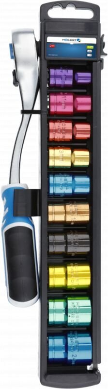 Hogert - Knarrenset HT1R382 Steckschlüsselsatz 1/2' Mehrfarbig Ratschenkasten Nusssatz