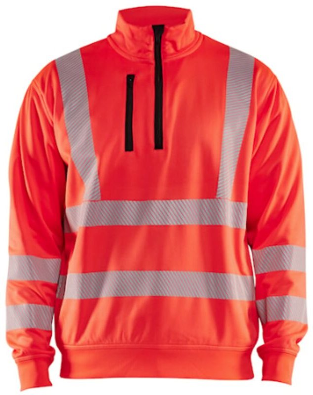 Arbeits-Sweatshirt mit Stehkragen und Reißverschluss, Hochsichtbarkeit 3564 – Neonrot XL