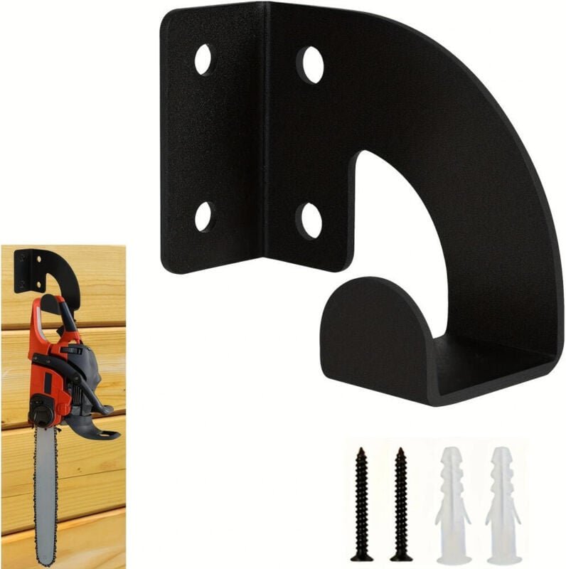 Robuste, wandmontierte Kettensägenhalterung – Kettensägenständer für Garten, Garage, Werkstatt, schwarzes Metall