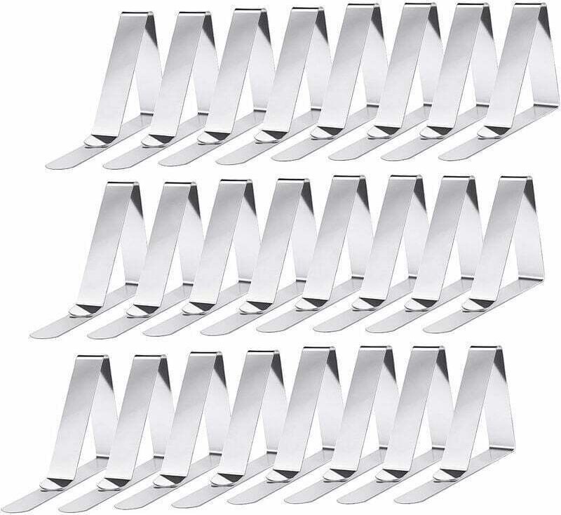 Set mit 24 Tischdeckenklammern aus Edelstahl – Tischfeder für effektiven Halt