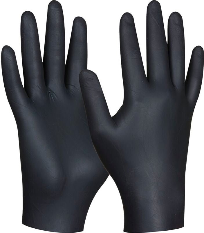Einweghandschuhe Black Nitril eco l - Schwarz, ungepudert, latexfrei, 100 Stück, lebensmittelecht - Gebol