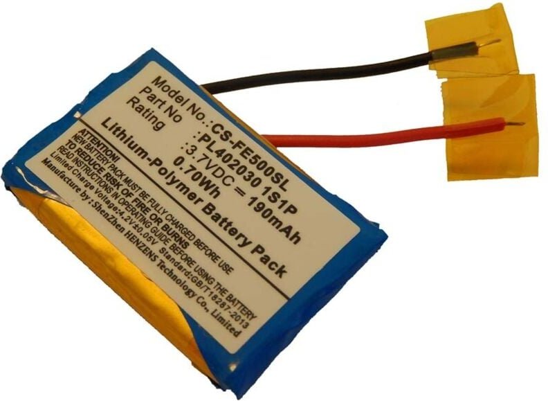 Vhbw - 1x Akku kompatibel mit Fiio E5, E6, E3 Wireless Headset Kopfhörer (190 mAh, 3,7 v, Li-Polymer) - Ersatz für PL402...