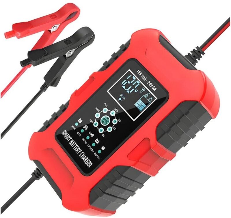 10A Batterieladegerät, intelligentes automatisches Erhaltungsladegerät 12V/10A 24V/5A, 7-stufiges AGM LiFePO4 Blei-Säure...