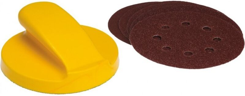 Schleifklemme D125mm + 5 Sortierte Schleifscheiben Selbstklebend