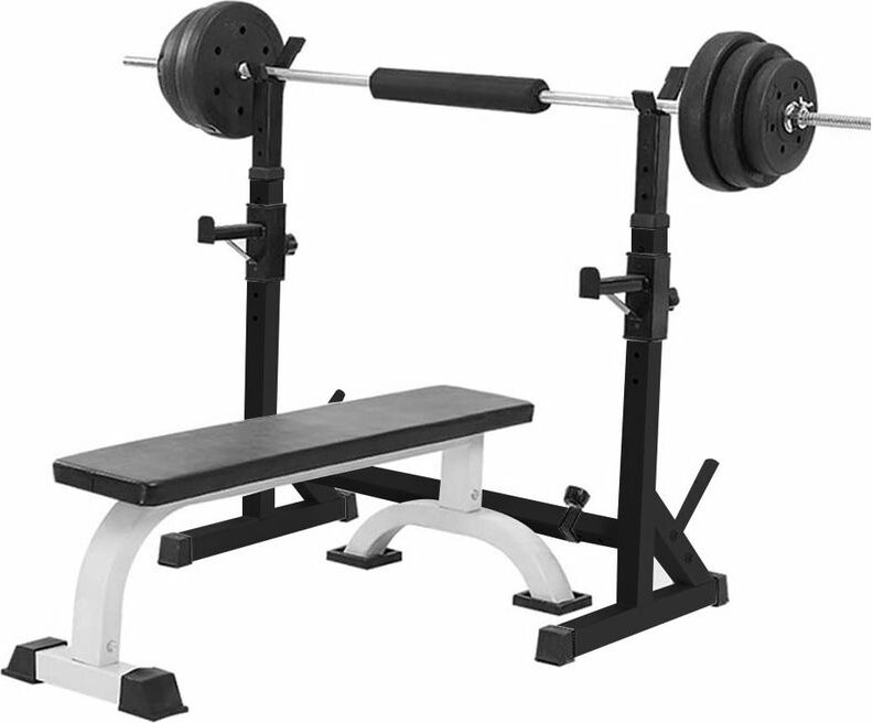 Haloyo Home Langhantelablage, verstellbare Hantelablage, verstellbare Kniebeugenablage mit Stützstangen, schwarz