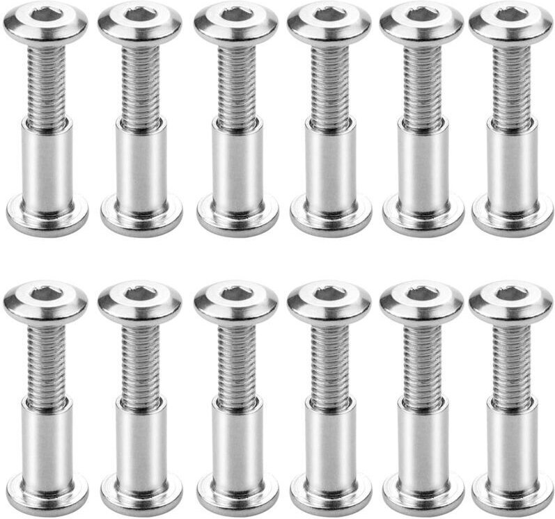 Packung mit 12 M6 x 20 mm Schraubbefestigungsschrauben mit Innensechskant-Befestigungsbolzen, Flachkopf-Befestigungsbolz...