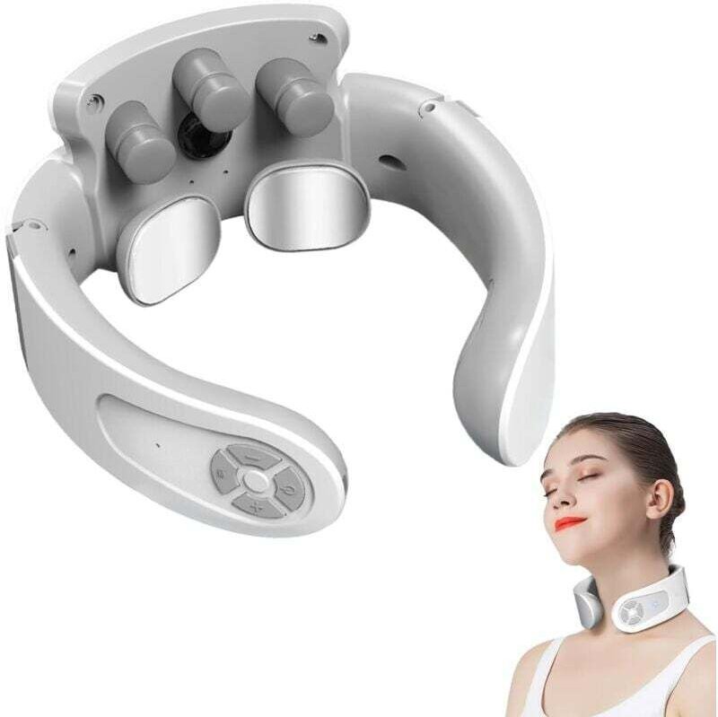 Tragbares Nackenmassagegerät mit Sprachsteuerung, 42 °C Wärmetherapie, 5 Modi, 15 Intensitätsstufen, ideal für Büro, Zuh...