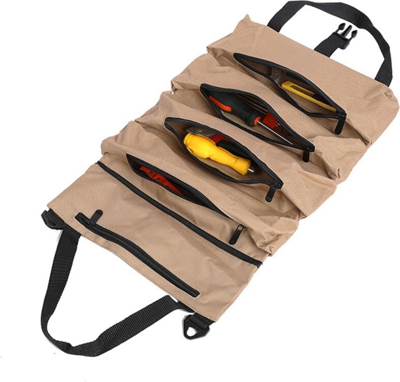 Werkzeugtasche mit Rollen, Werkzeugtasche aus Canvas für Schlüssel, Mehrzweck-Rolltasche mit 5 Reißverschlusstaschen, id...