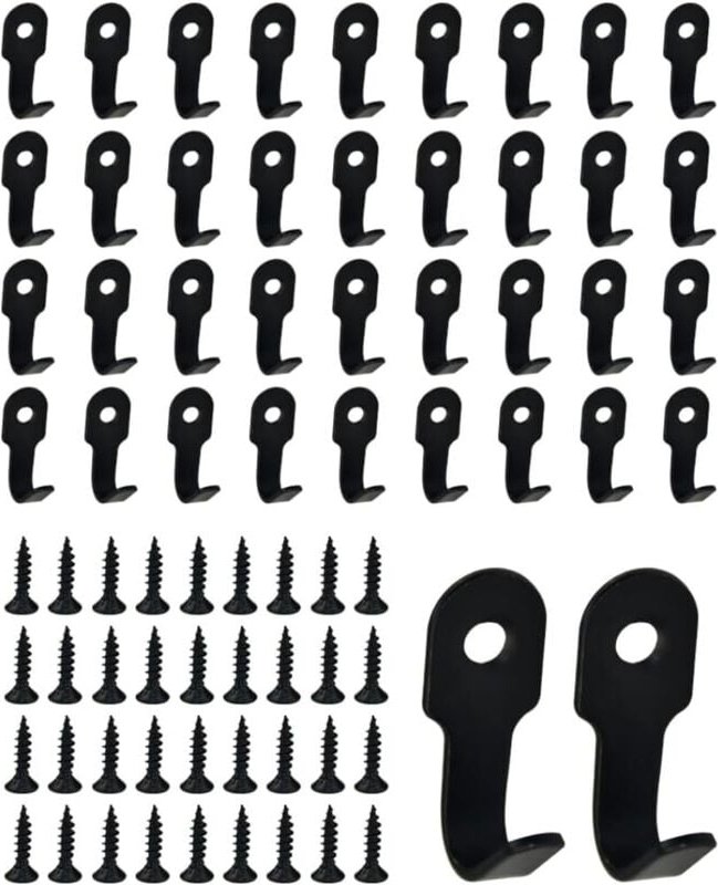 SHINING HOUSE Set mit 40 schwarzen Einzelhaken, schwarzer Wandhaken, einschraubbarer Wandhaken, schwarzer Kleiderhaken, ...