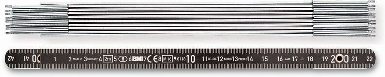 BMI - Aluminiumgliedermaßstab, 1 m, Gliederstärke 1,4 mm, Maßstab, Teilung silber