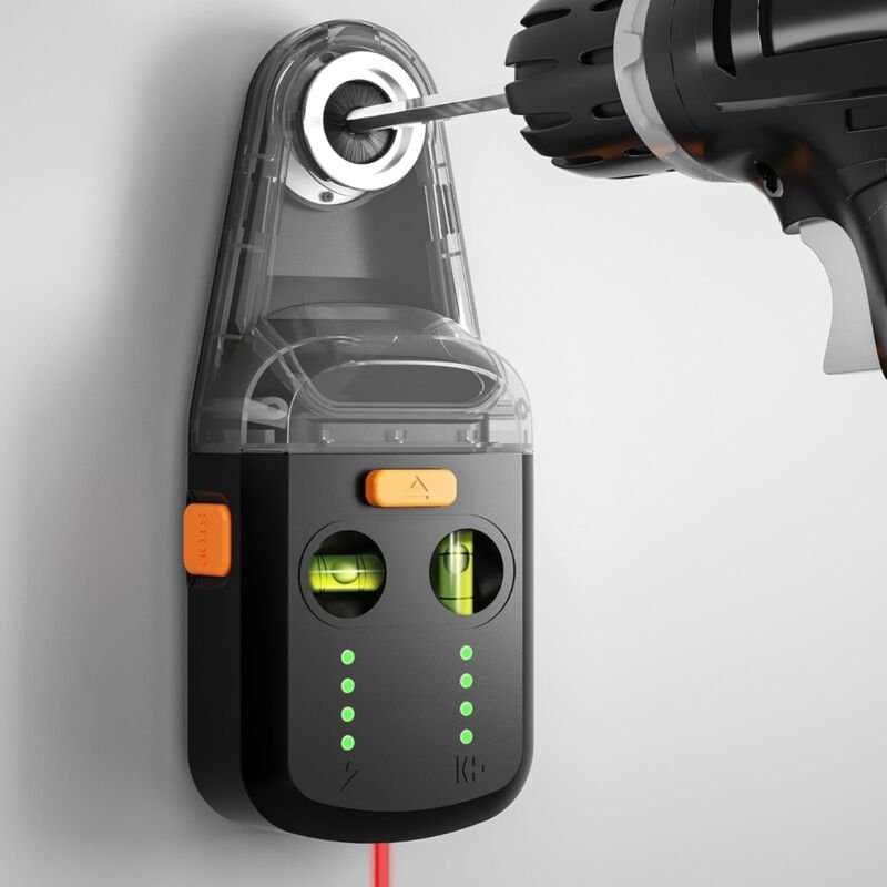 3-in-1 Laser Wasserwaage mit Staubabsaugung & Wandhalterung – Wiederaufladbares Linienlaser-Werkzeug für Bohren, Ausrich...