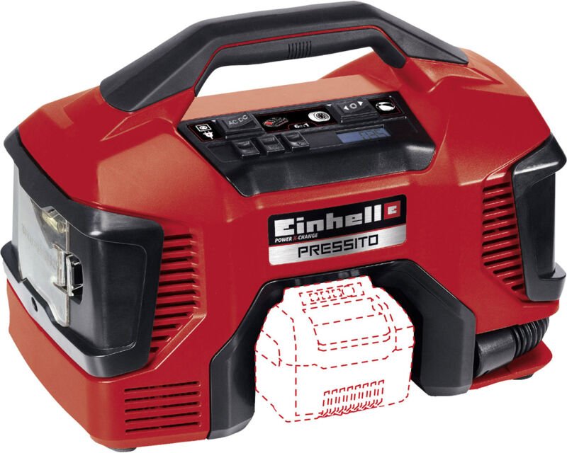 Einhell - Akku-Kompressor pressito Power X-Change (18 v, max. 11 bar, 31 cm Schlauchlänge, inkl. 3-tlg. Adapter-Set, ohn...