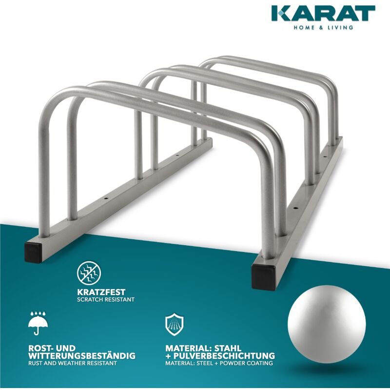 Casa Pura - Fahrradständer Linus Zur Boden- oder Wandmontage Silber Für 4 Fahrräder