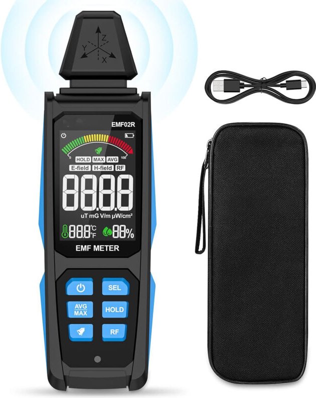 5-in-1-EMF-Detektor, EF/MF/Radiofrequenztest, elektrisches/magnetisches/Hochfrequenzfeld, tragbarer elektromagnetischer ...