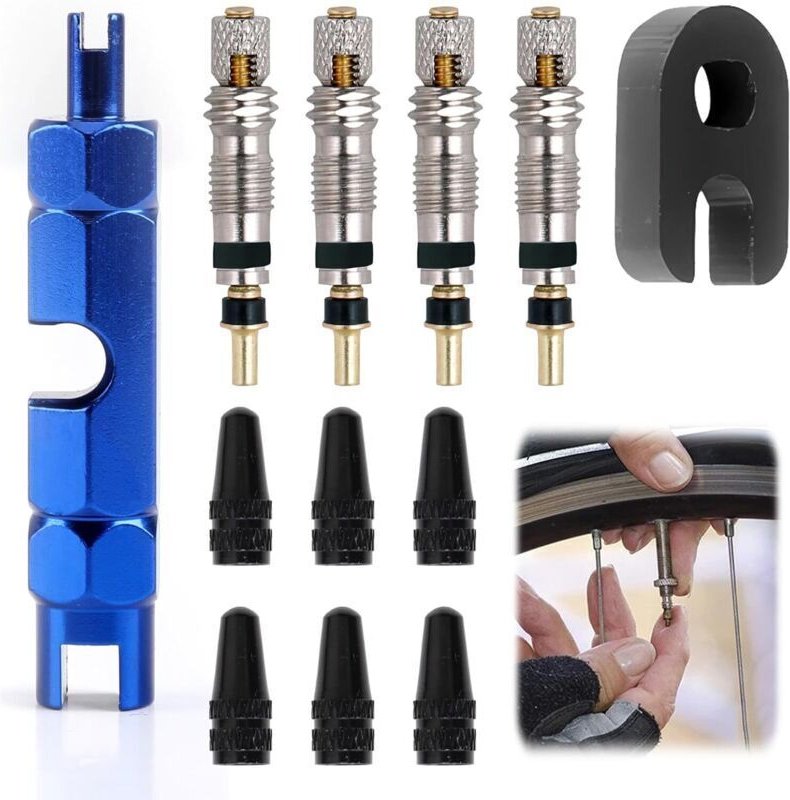 16-teiliges Tubeless-Ventilset für Mountainbikes, inklusive Presta-Ventileinsätzen, Ventileinsatz-Entfernungswerkzeug un...