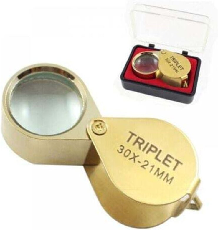 Juwelier-Lupe Glaslupe 30x Lupe mit Gehäuse 30x Faltbare Taschenlupe aus Glas Botanikerlupe Juwelierlupe 30X Taschenlupe...