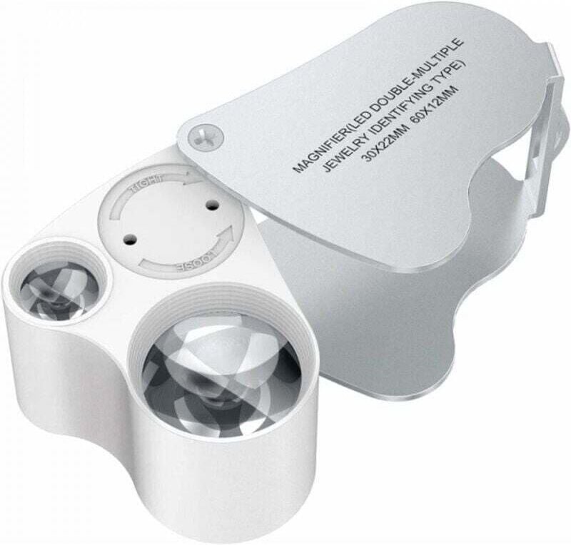 30x/60x Faltlupe mit Doppellinsen-LED-Beleuchtung
