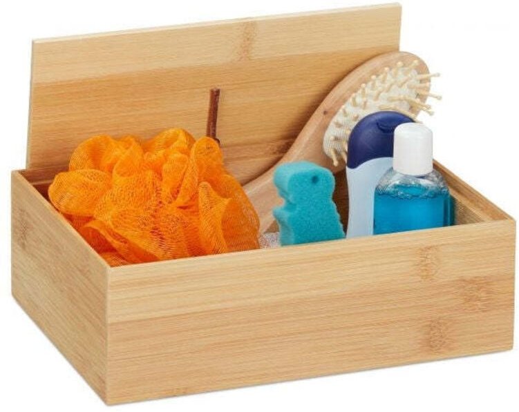 Bamboo storage box with lid