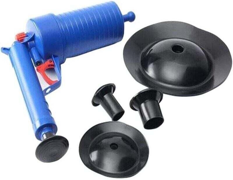 Hochdruck-Druckluftpumpe zur Abflussreinigung mit 4 verschiedenen Saugnäpfen zur Beseitigung von Verstopfungen in Küchen...