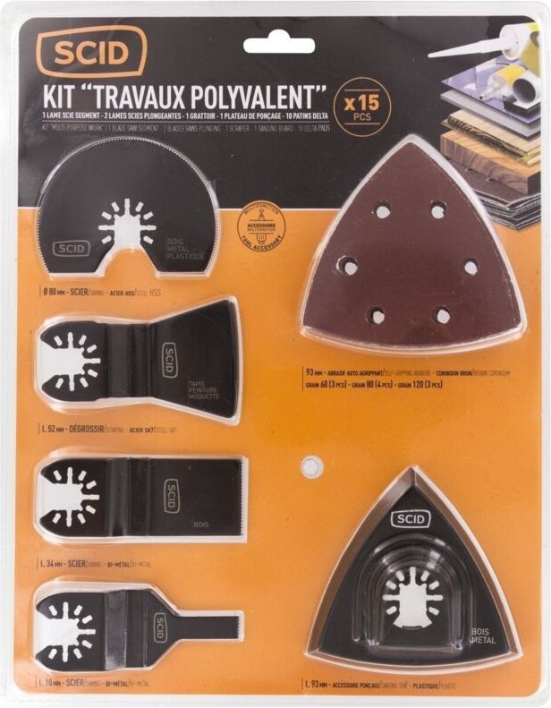 Multifunktionale Werkzeugzubehör 1 Klettplatte, 10 braune Schleifpads aus Korund (Körnung)