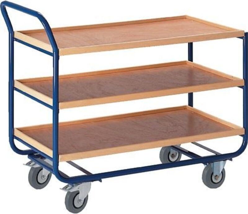 Rollcart Tischwagen mit 3 Etagen 1000x575mm Buchedekor 20mm Rand