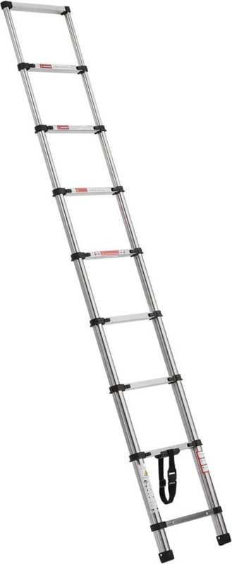 Mophorn Teleskopleiter aus Edelstahl, 254 cm Länge, ausziehbare Klappleiter mit Mehrfach-Einzug, belastbar bis 170 kg, r...