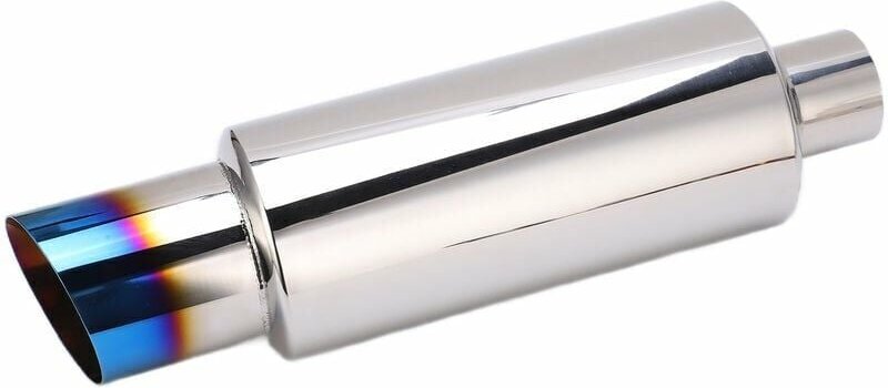 ZVD - Silencieux d'Echappement Bleu 2poEntrée 3poSortie Inox Silencieux Coton Universel