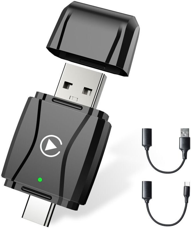Kabelloser CarPlay-Adapter für iPhone, wandelt kabelgebundenes CarPlay in kabelloses CarPlay um, Plug & Play mit USB-C/U...