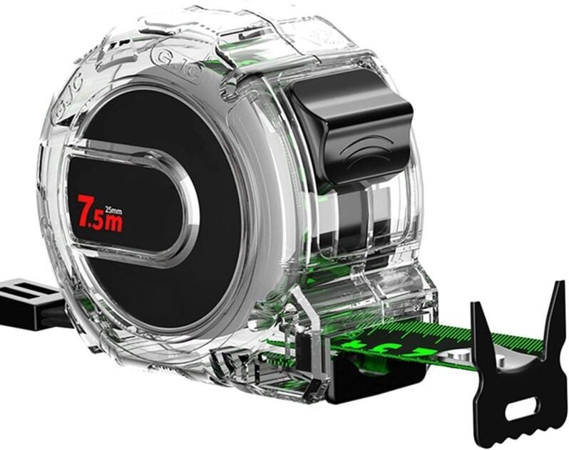 CCYKXA 7,5 m langes Maßband, fluoreszierendes Präzisionsmaßband, 25 mm Breite, transparentes Präzisionsmaßband aus Stahl...