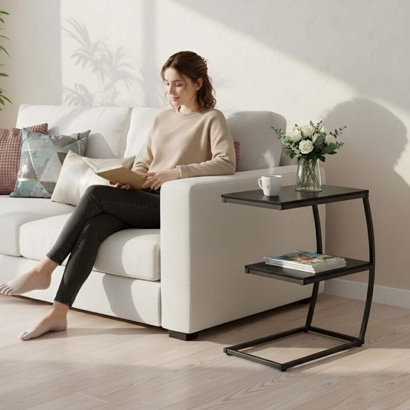 C formiger beistelltisch 2 stufig metallgestell