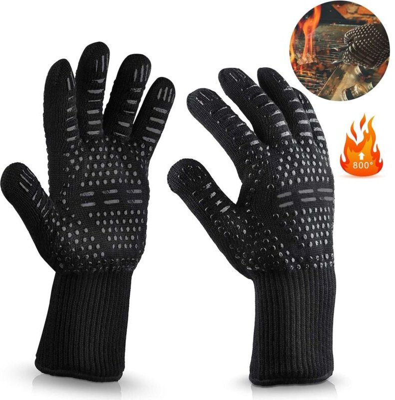 Grillhandschuhe, Ofenhandschuhe, Grill bis 800°C, universelle hitzebeständige Handschuhe, Küchengrillhandschuhe & Unisex...