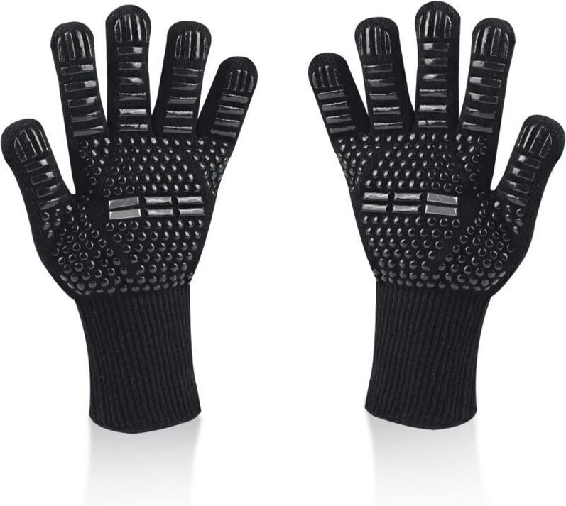 Grillhandschuhe, Universal-Ofenhandschuhe, hitzebeständig bis 800 °C, rutschfest, feuerfeste Silikon-Küchenhandschuhe mi...