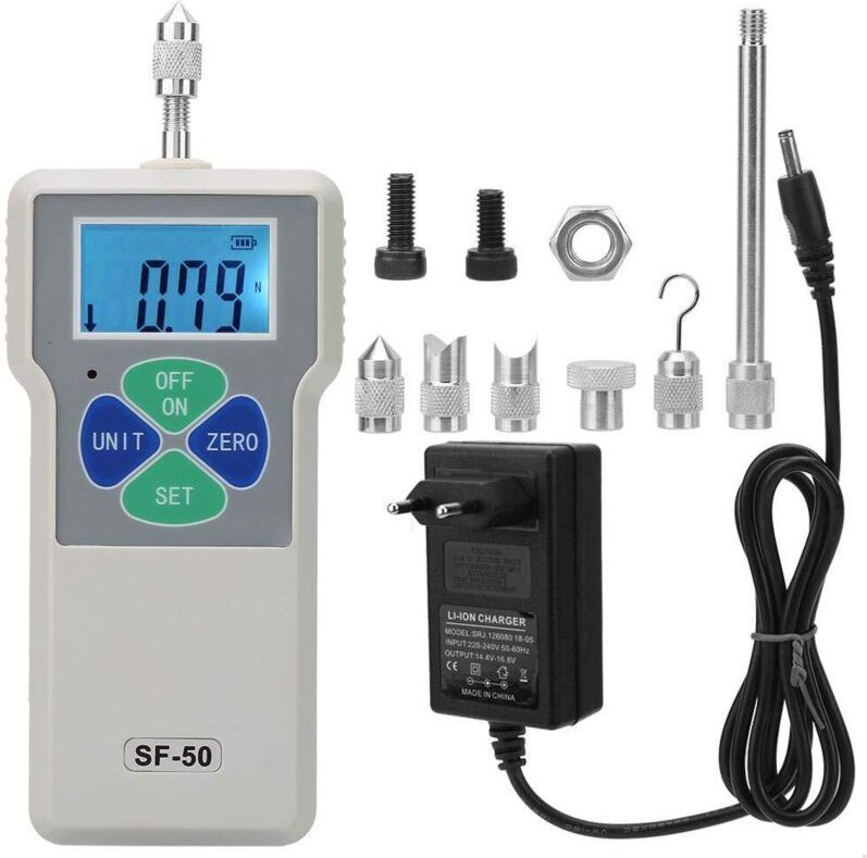 Thumbnail - Digitales Dynamometer, SF-50 - Tragbares Prüfgerät/Messgerät 50 N / 5 kg / 11 lb 100-240 V zur Messung der Kraft von ele...