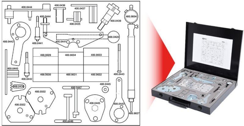 Motoreinstell-Werkzeug-Satz für Alfa Romeo / Fiat / Lancia, 36-tlg