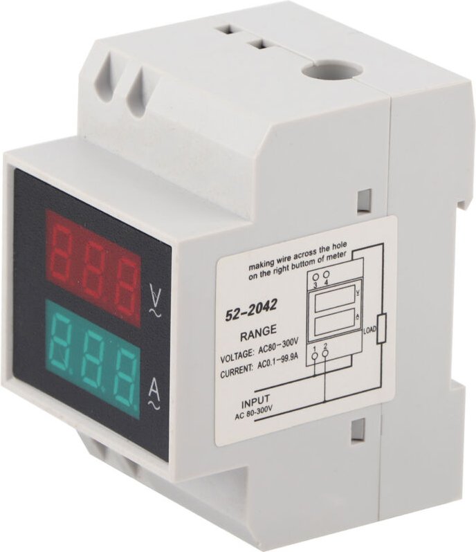Thumbnail - Eosnow Digitales Spannungs-Amperemeter, Din-Schiene, hohe Genauigkeit, Doppelanzeige, Voltmeter, Amperemeter, AC80–300 V...