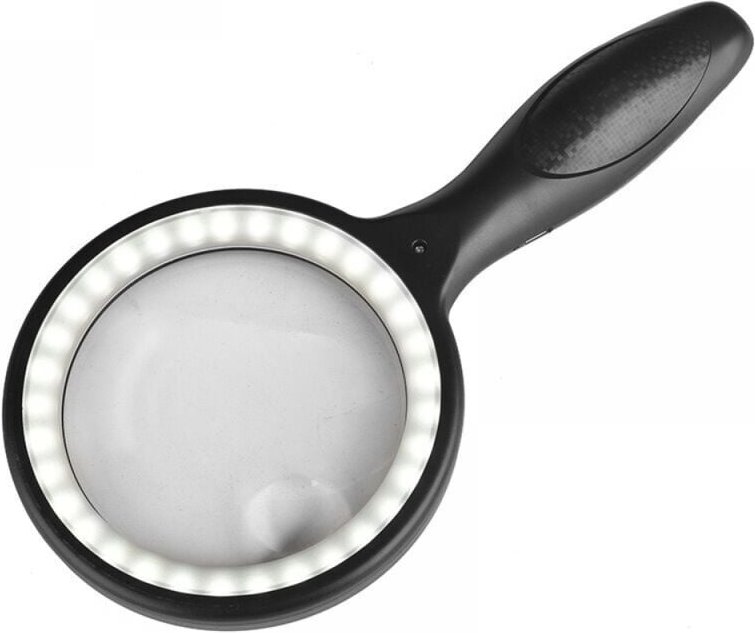 Leselupe (30x/60x) mit 33 LEDs, LED-Lupe, große englische Leselupe, USB-aufladbar, für Senioren, Schwarz