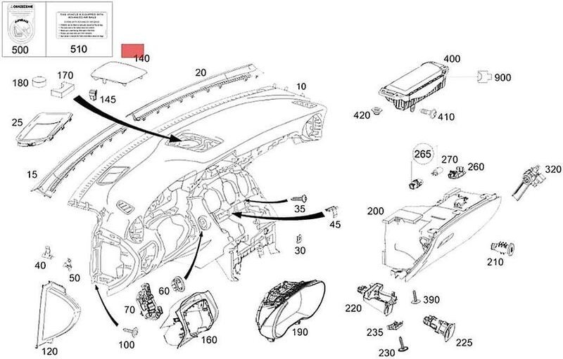 Woosien - A20568016078q96 Dash Lautsprecher Abdeckung Net Für c Glc W205 W253 2015-2021 Instrument Panel Horn Cent