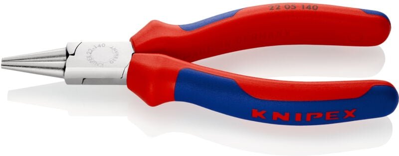 KNIPEX 22 05 140 Rundzange mit Mehrkomponenten-Hüllen verchromt 140 mm