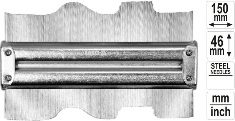 Yato - Konturenlehre Profillehre Stahl 150 mm mit Magnet Profilschablone Tastlehre Messlehre