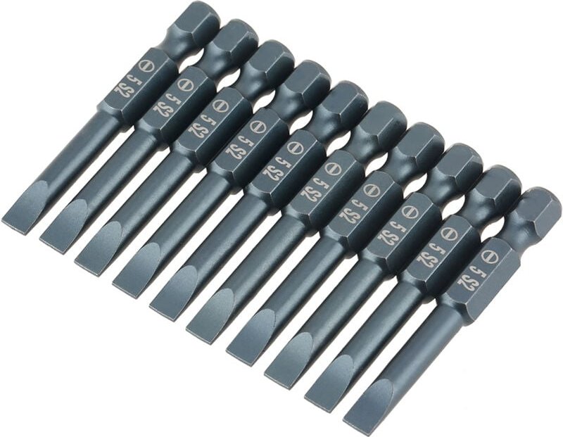 Schlitzschraubendreher-Bit-Set aus S2-Legierungsstahl, hohe Zähigkeit, kratzfest mit magnetischem Kopf, 6,3-mm-Sechskant...