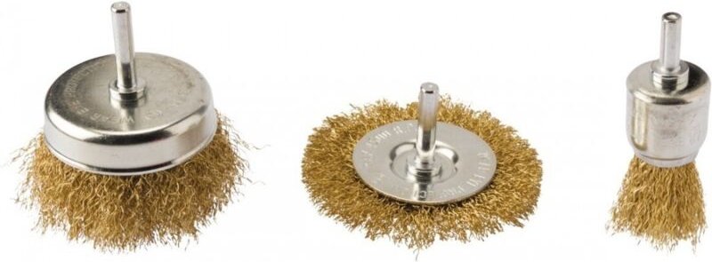 Satz aus 3 gebürsteten Stahlbürsten für Bohrmaschine
