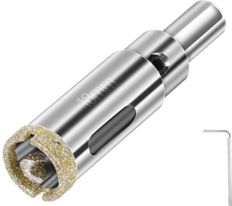 Diamantbohrer, Diamant Lochsäge, 18mm Lochsäge mit Zentrierbohrer, Glasbohrer mit Diamant-Beschichtung Kohlenstoffstahl,...