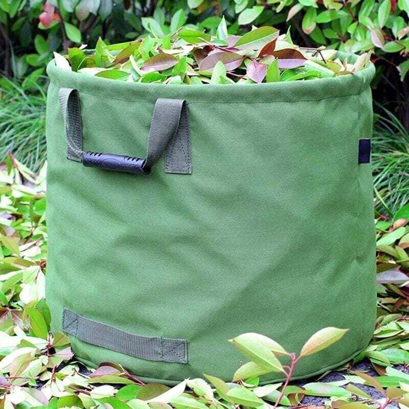 Vtizikl Sac de Jardinage 125L Extra-robuste avec Poignées, Sac de Ramassage Feuilles Verte avec Toile Militaire (H45.7 c...