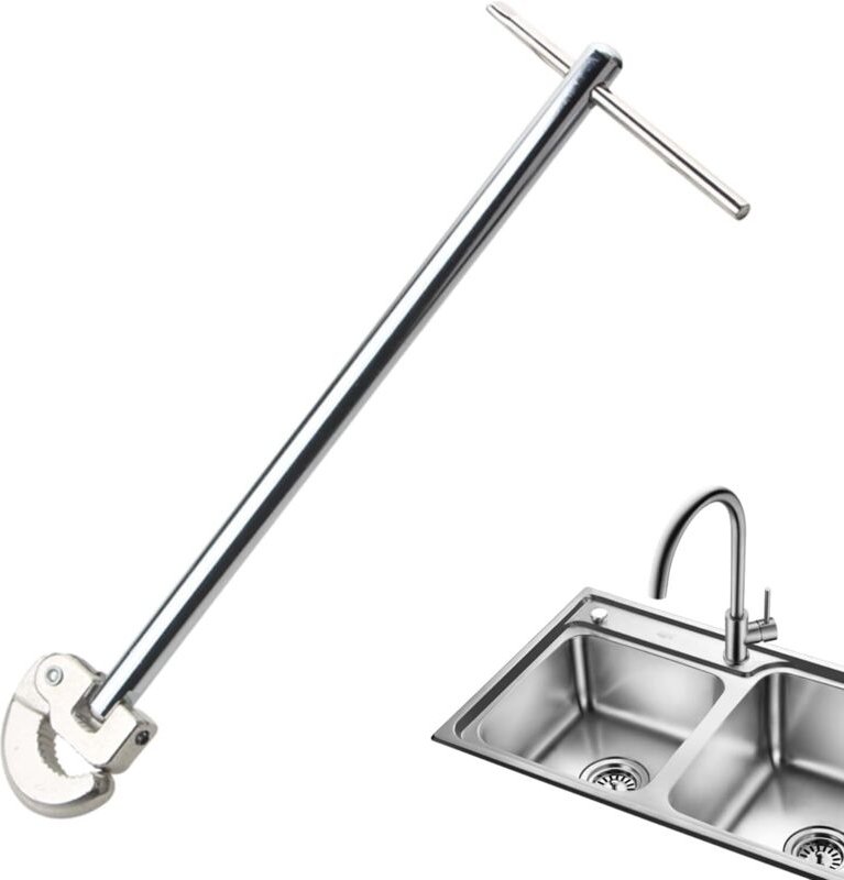 BEBUSINGOTO Beckenschlüssel, verstellbares Werkzeug zur Montage von Spültischarmaturen, multifunktionaler Klempnerschlüs...