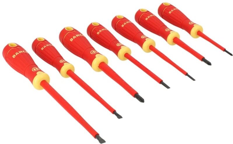 Isolierter Fit Schraubendreher-Satz für Schlitz- und Phillips-Schrauben mit 2-Komponenten-Griff, VDE-zertifiziert - 7-tl...