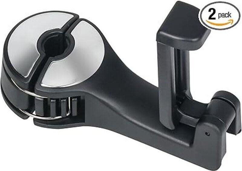 Set mit 2 versteckten Auto-Kopfstützenhaken, 2-in-1 Autositzhaken mit Handyhalterung für Geldbörsen, Rucksäcke (silber)